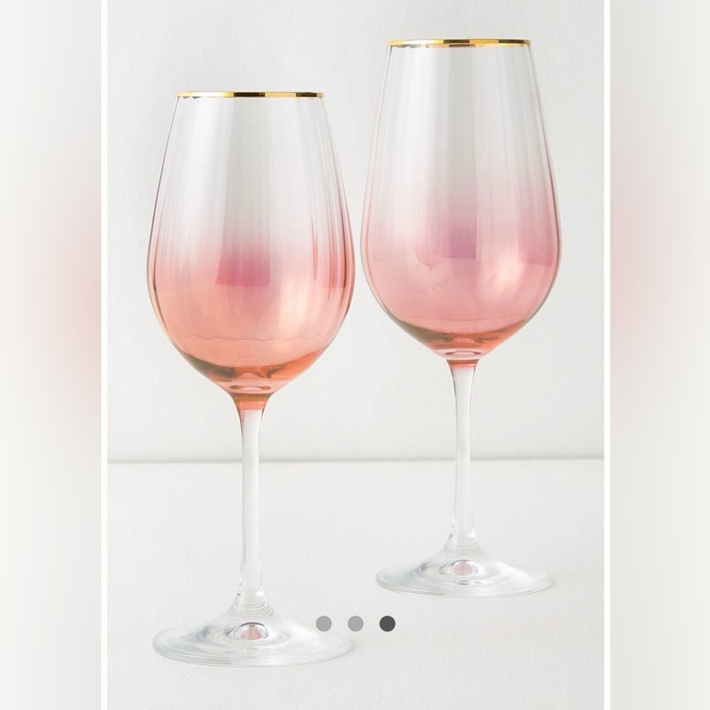 6 Anthropologie Waterfall Wine Glasses in the Pink Tulip colorway